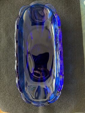 Cobalt Blue Vintage Anchor Hocking Starburst Banana Split Dish Set